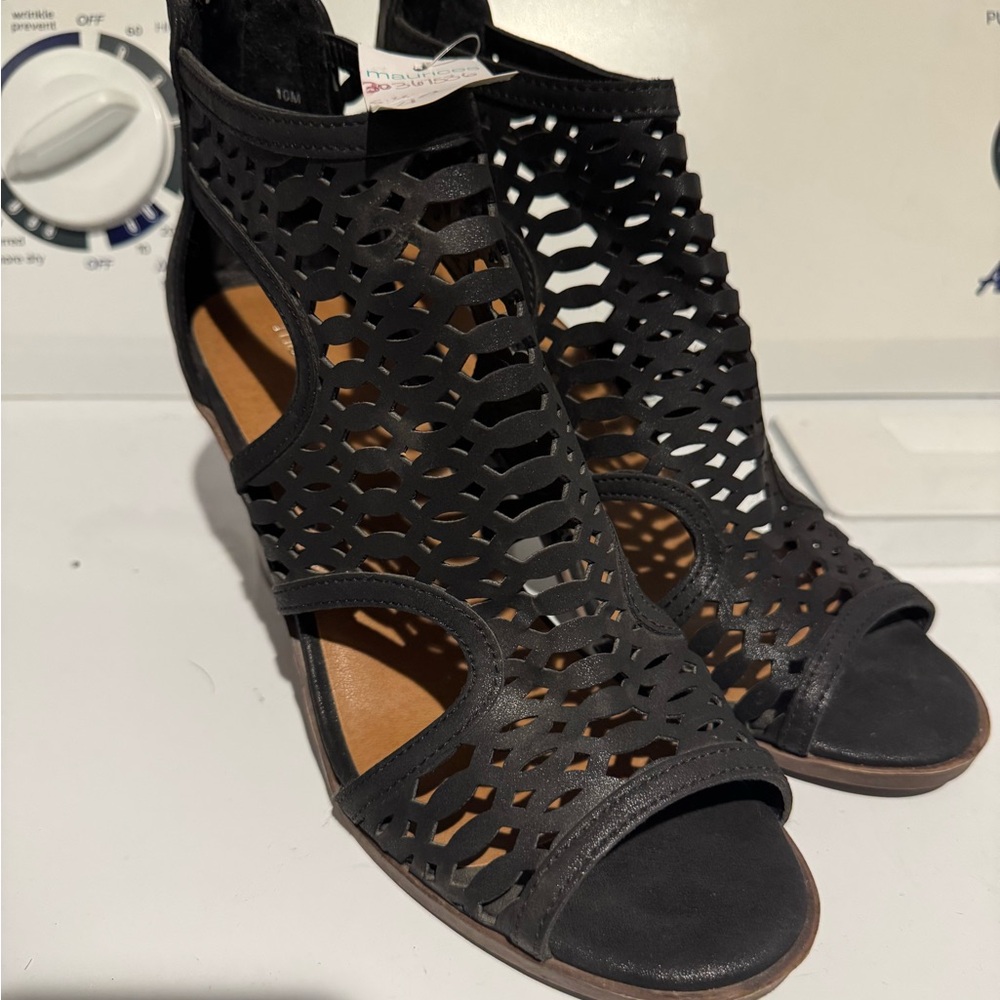 Maurices Black Gladiator Sandals with Block Heel